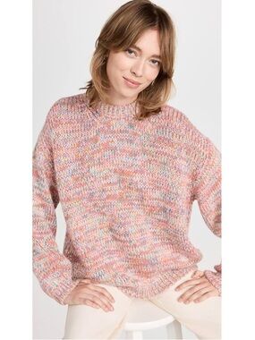 Velvet by Graham & Spencer Trix Rainbow Chunky Knit Alpaca Sweater Pink Medium